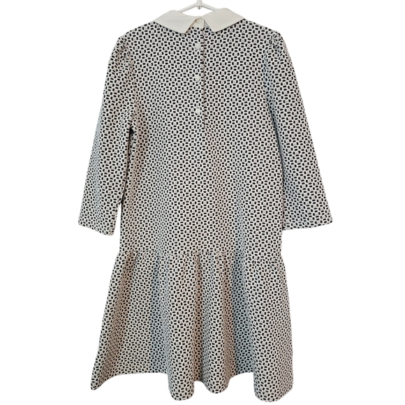 Janie & Jack Geo Floral Jacquard Bow Collar Dress Girls Size 8 Black/ White - Picture 4 of 13